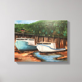 Impressão Em Tela Paisagem Acryílica da Vila de Pesca