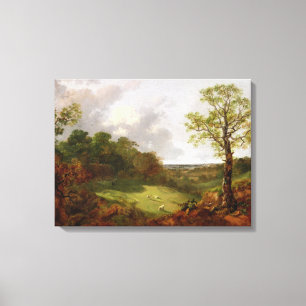 Impressão Em Tela Paisagem arborizada com uma casa de campo, os