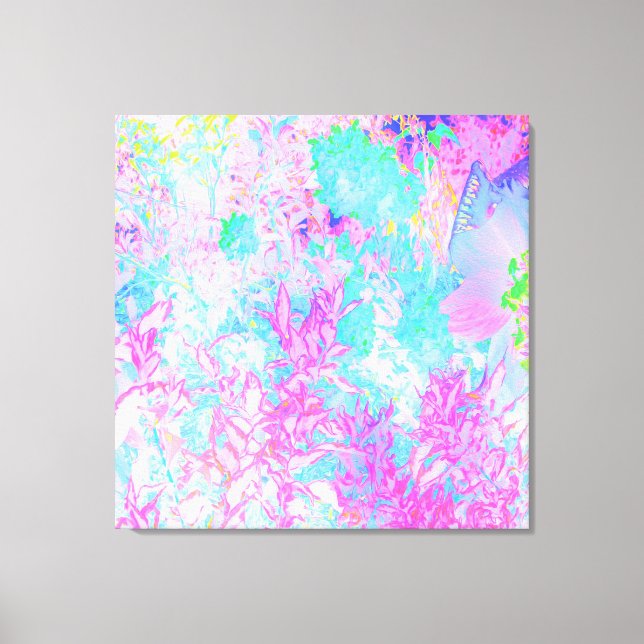 Impressão Em Tela Paisagem Azul Aqua e Rosa Quente (Frente)