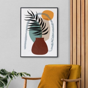 Impressão Em Tela Paisagem Boho Abstrato, Grande Esticado Concluído