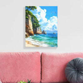 Impressão Em Tela Paisagem Cêntica do Mar