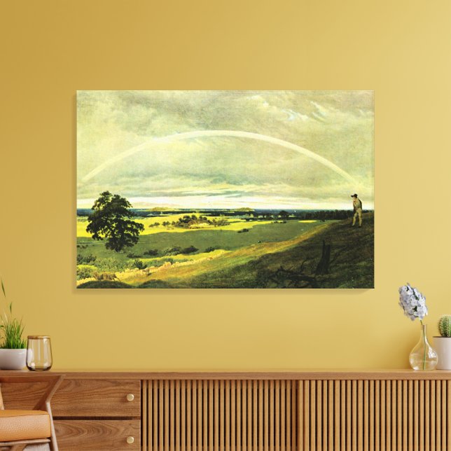 Impressão Em Tela Paisagem com Arco-íris, obra de arte famosa, (Insitu(Sala de estar))