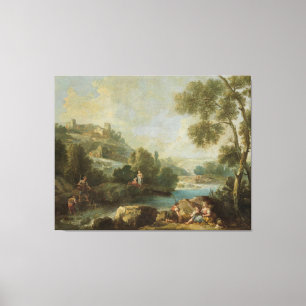 Impressão Em Tela Paisagem com figuras, Giuseppe Zaïs (atribuído