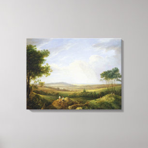 Impressão Em Tela Paisagem com figuras (óleo no painel)