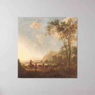 Impressão Em Tela Paisagem com Herdeiros e Bovinos, Aelbert Cuyp,