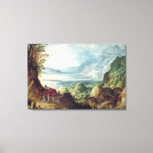Impressão Em Tela Paisagem com mar e montanhas (óleo em canvas)