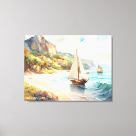 Impressão Em Tela Paisagem com navios de mar e de navegação