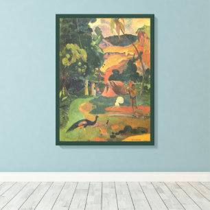Impressão Em Tela Paisagem com Peacocks por Paul Gauguin