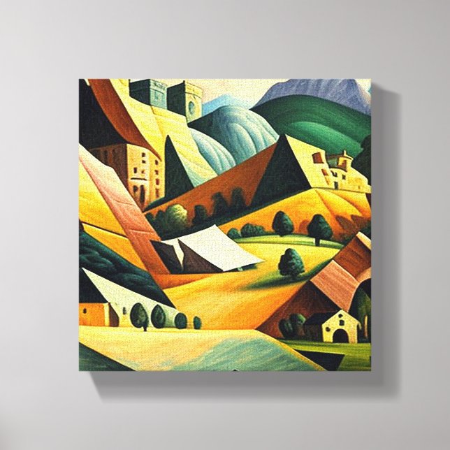 Impressão Em Tela paisagem cubista (Frente)