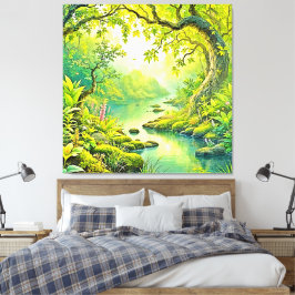 Impressão Em Tela Paisagem da Floresta Sunliente