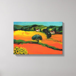 IMPRESSÃO EM TELA PAISAGEM DA TOSCANA COM GIRASSÓIS