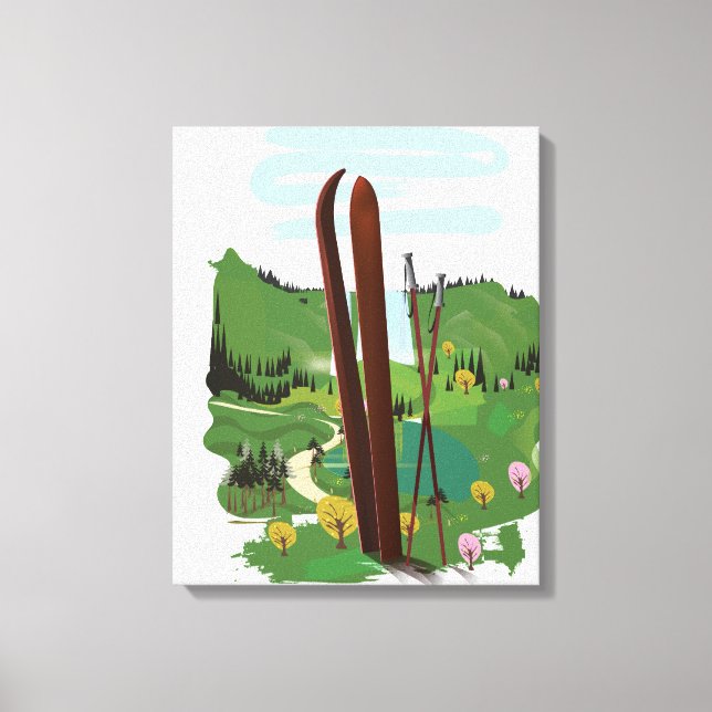 Impressão Em Tela Paisagem de esqui (Frente)