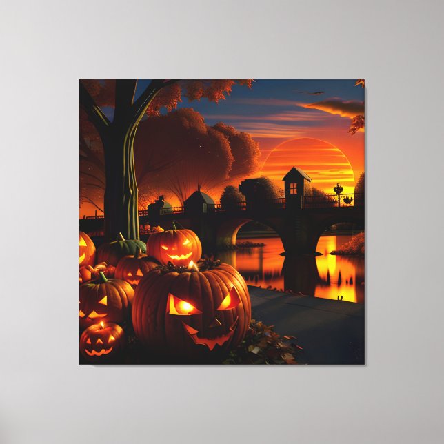Impressão Em Tela Paisagem de Halloween (Frente)