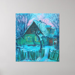 Impressão Em Tela Paisagem de inverno Antiga Casa de Algodão Pintura