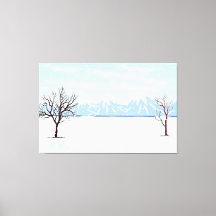 Impressão Em Tela Paisagem de inverno plana