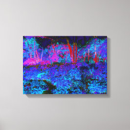 Impressão Em Tela Paisagem de Jardim Impressionista Azul Escuro e Ve