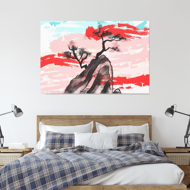 Impressão Em Tela Paisagem de Montanha com Sombra de Árvore (Insitu(Quarto))