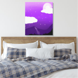Impressão Em Tela Paisagem de Montanha Purple Starry - Arte de Pared