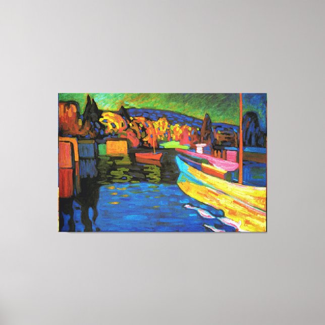 Impressão Em Tela Paisagem de outono com barcos (Frente)