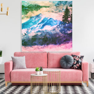 Impressão Em Tela Paisagem de Paisagem da Floresta Mágica de Aquarel