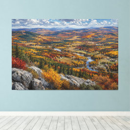 Impressão Em Tela Paisagem de pintura do vale do rio outonal