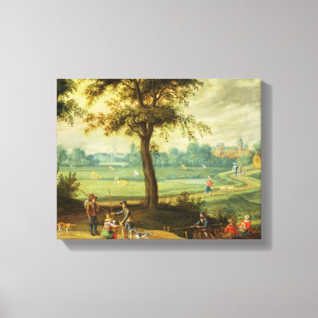 Impressão Em Tela Paisagem de uma vila por um rio (Frente)