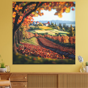Impressão Em Tela Paisagem de Vinhedos da Toscana Itália em Tela Est