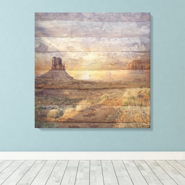 Impressão Em Tela Paisagem Desértica Monumento Vale e Céu Nublado (Insitu(piso de madeira))
