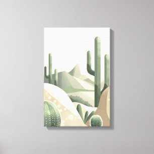 Impressão Em Tela Paisagem Deserto Moderno Boho Cacto Verde Salgueir