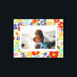 Impressão Em Tela Paisagem Dia de as mães de Moldura de Flor Selvage<br><div class="desc">Celebre um momento familiar favorito com esta personalizada arte horizontal de canvas de fotografia e um quadro retro de padrão de flores colorido,  pairantemente silvestre,  com texto editável,  e dê a ela um presente gentil que ela pode pendurar na parede e estimar para sempre.</div>