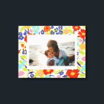 Impressão Em Tela Paisagem Dia de as mães de Moldura de Flor Selvage<br><div class="desc">Celebre um momento familiar favorito com esta personalizada arte horizontal de canvas de fotografia e um quadro retro de padrão de flores colorido,  pairantemente silvestre,  com texto editável,  e dê a ela um presente gentil que ela pode pendurar na parede e estimar para sempre.</div>
