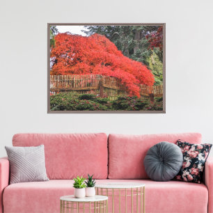 Impressão Em Tela Paisagem do Jardim Japonês do outono colorida
