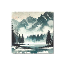 Paisagem do Lago Calm Foggy com Destaque Vermelho