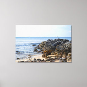 Impressão Em Tela Paisagem Ensolarada de Praia Rochosa Fotografia de