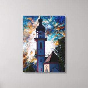 Impressão Em Tela Paisagem Estelar - Nebulosa e Torre