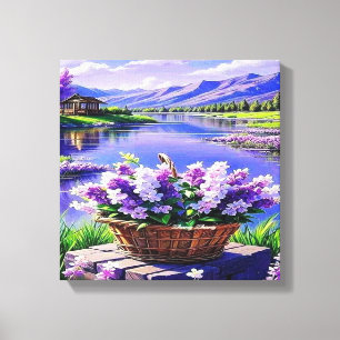 Impressão Em Tela Paisagem Flor Arte Digital