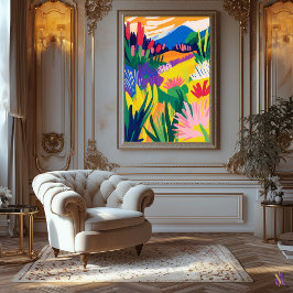 Impressão Em Tela Paisagem Floral Colorida no Estilo Fauvist