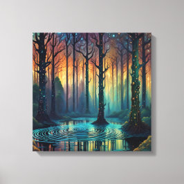 Impressão Em Tela Paisagem Florestal Colorida Arte Digital Moderna