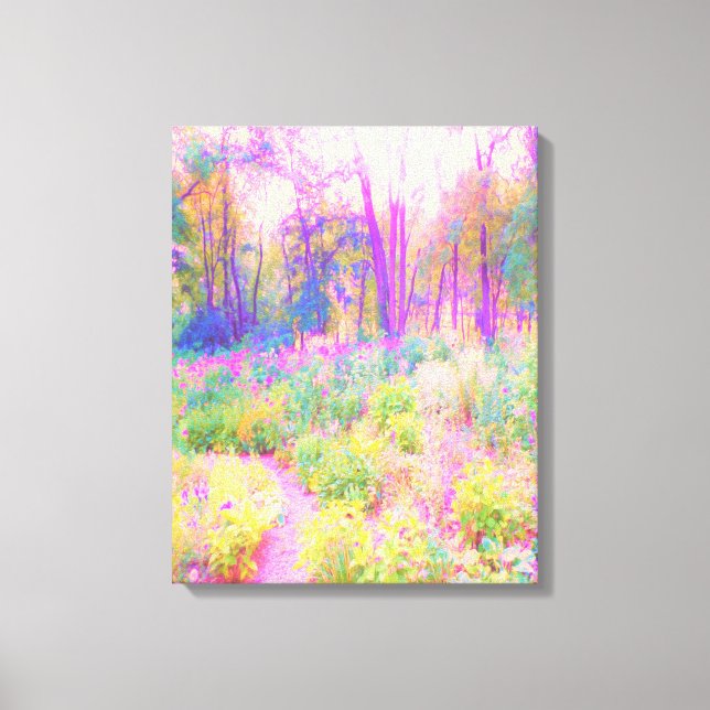 Impressão Em Tela Paisagem iluminada de jardim rosa e coral (Frente)