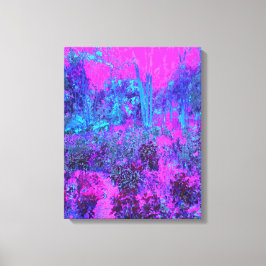 Impressão Em Tela Paisagem Impressionista Azul e Rosa-choque Trippy