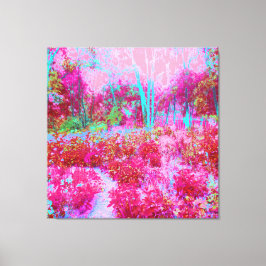 Impressão Em Tela Paisagem Impressionista de Jardim Vermelho e Rosa