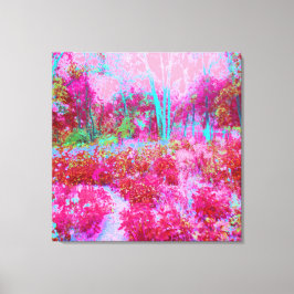 Impressão Em Tela Paisagem Impressionista de Jardim Vermelho e Rosa