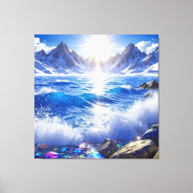 Impressão Em Tela Paisagem majestosa de inverno das ondas do oceano (Frente)