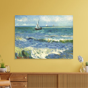 Impressão Em Tela Paisagem Marítima de Van Gogh em Saintes Maries de