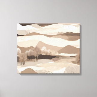 Impressão Em Tela Paisagem Minimalista Neutra Bege de Colinas