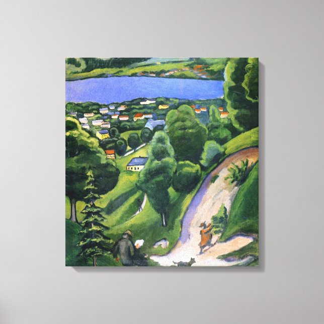 Impressão Em Tela Paisagem no Teggernsee com um Homem Leitor (Frente)