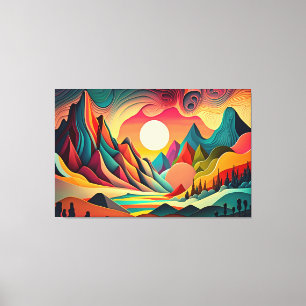 Impressão Em Tela Paisagem psicodélica colorida