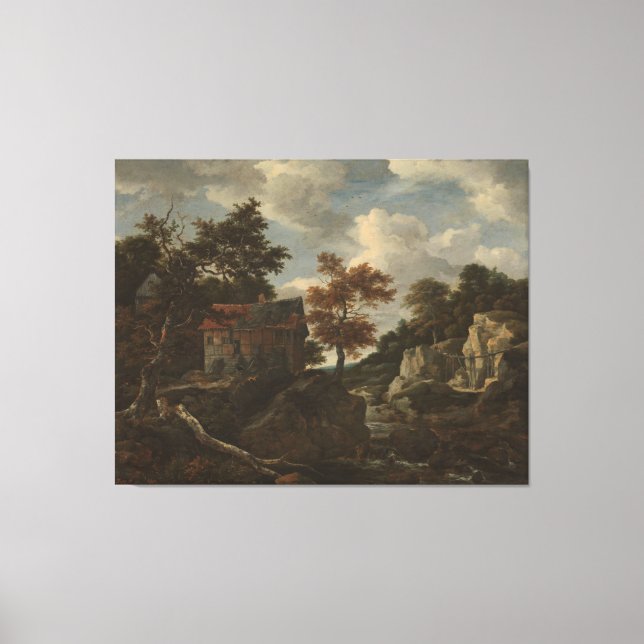 Impressão Em Tela Paisagem rochosa, Jacob Isaacksz. van Ruisdael, (Frente)