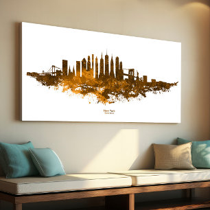Impressão Em Tela Paisagem urbana da Cidade de Nova York em aquarela