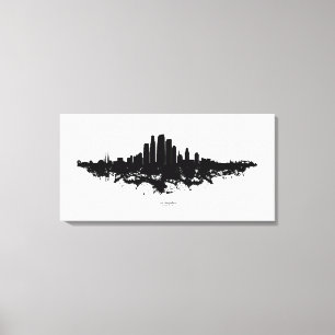 Impressão Em Tela Paisagem urbana de Los Angeles em aquarela